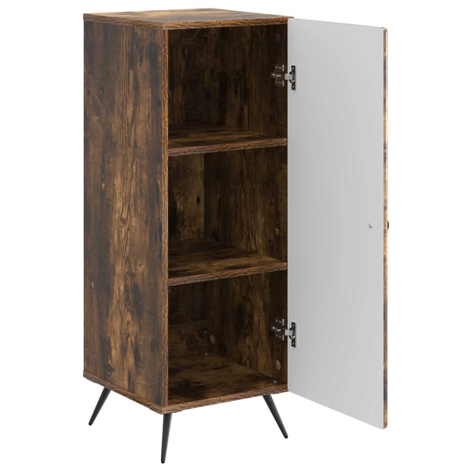 vidaXL - Dressoir - Gerookt - eiken - 33 - x - 34,5 - x - 90 - cm - Bewerkt - hout