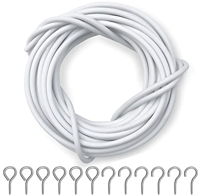 Netgordijndraad en haken set - 4 meter met 8 ogen en haken voor multifunctioneel gebruik
