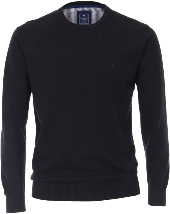 Redmond heren trui katoen - O-hals - donkerblauw