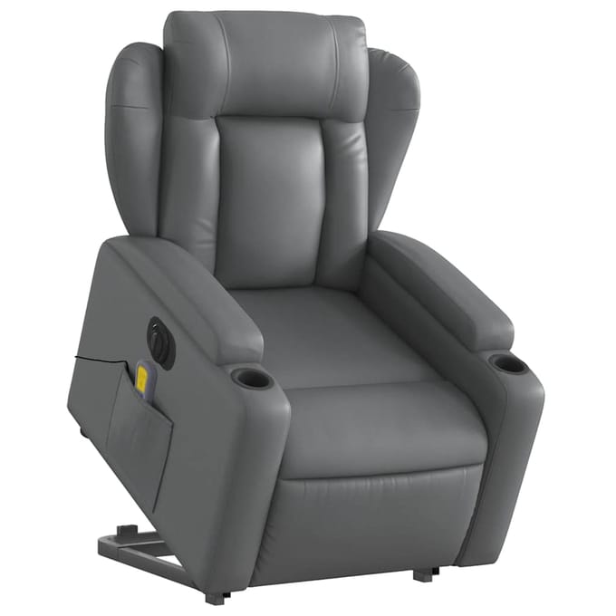 Vidaxl Opvouwbare Sta-Op Fauteuil Met Massage, Elektrisch, Grijs