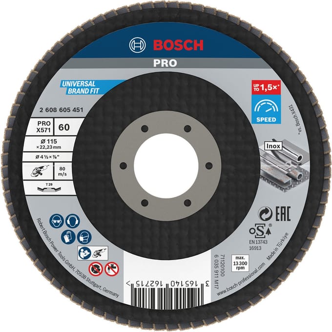 Bosch - Lamellenschuurschijf 115 mm, 22,23 mm, 60