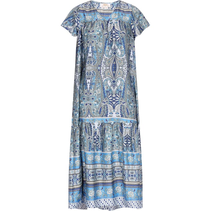 usha Jurk Dames Blauw Veelkleurig