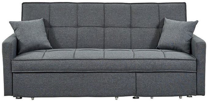 Vente-unique Driezits bedbank van stof CANETTI - Grijs
