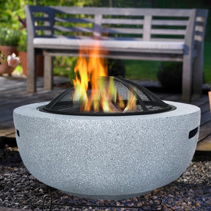Vuurkorf Set - Buitenhaard BBQ - Gezellige Avonden - 3-In-1 Ontwerp - 60cm Diameter - Steenlook