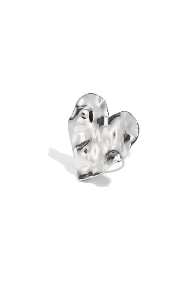 Bijoutheek Ring (Sieraad) Statement Hart Golvend Zilver