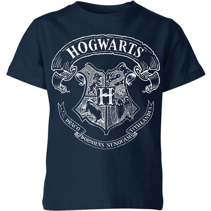 Harry Potter Hogwarts Crest Kinder T-shirt - Navy - 146/152 (11-12 jaar)