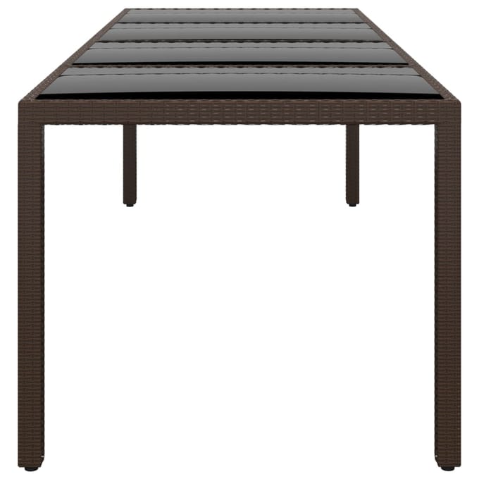 vidaXL - Tuintafel - met - glazen - blad - poly - rattan - bruin