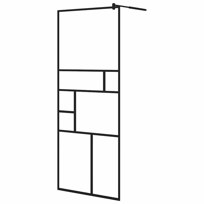 vidaXL - Inloopdouchewand - 80x195 - cm - ESG-glas - transparant - en - zwart