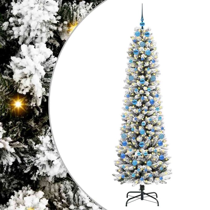 vidaXL - Kunstkerstboom - Wit - 210 - cm - PVC - en - Metaal - en - Plastic