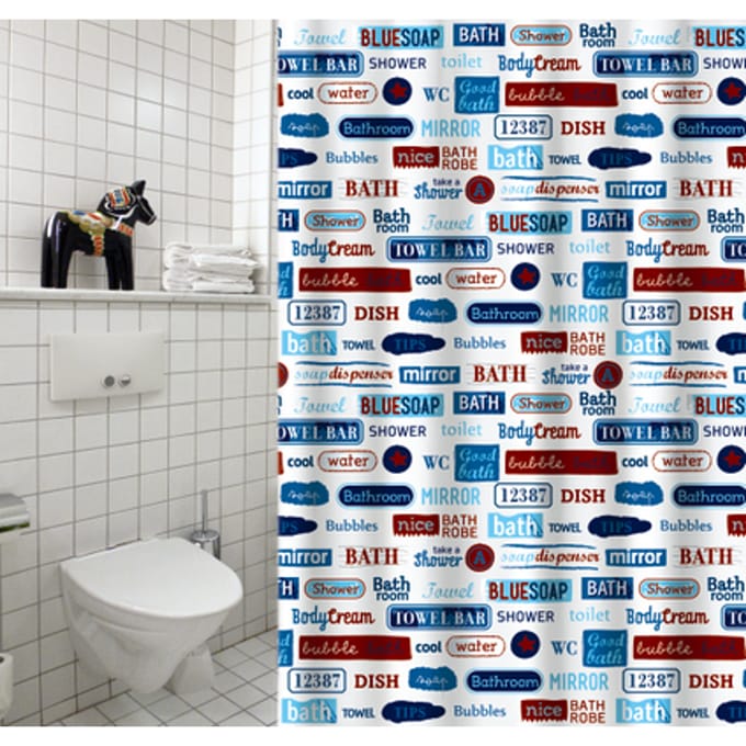 Msv Douchegordijn Labels Multikleur 180cm