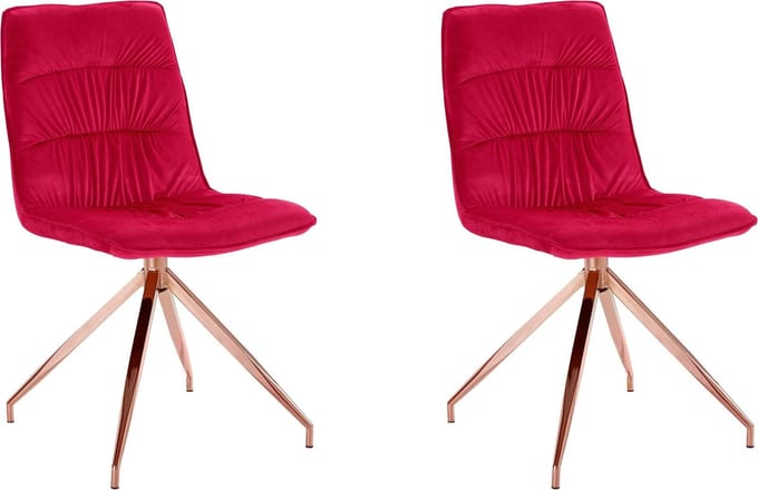 Zoe-Eetkamerstoel - Rood Fluweel - Set van 2