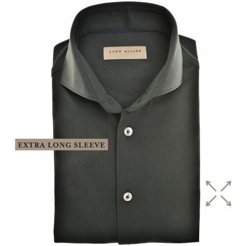 John Miller Overhemd Slim-Fit Hyperstretch Extra Long Sleeve Mouwlengte 7 Donker Groen / male