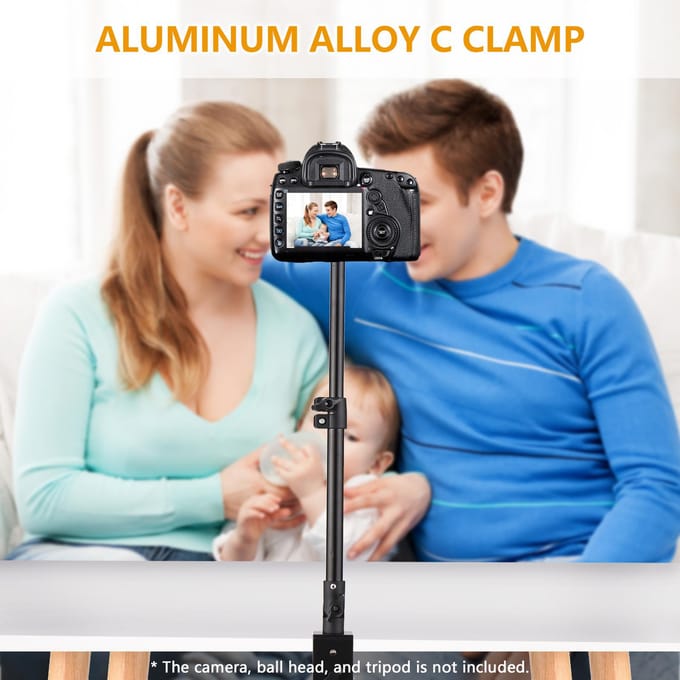 Multifunctionele Universele Aluminiumlegering C Klem + Verstelbare Statief Verlengstang met 1/4 Inch zwart