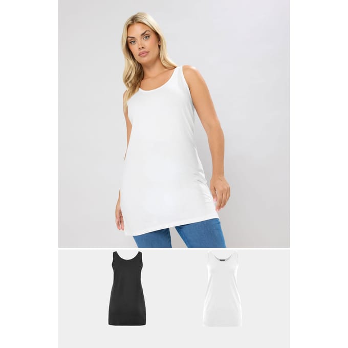 Yours Set Van Twee Paar Hemden In Lange Pasvorm In Zwart/Wit Size 46