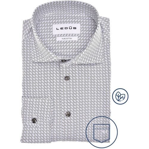 Ledûb Overhemd Dynamic Multicolor Graphic Wit-Groen / male