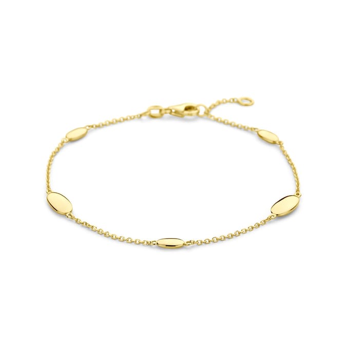 YO&NO - Armband - Goud - ovaaltjes - 17/19 cm - Sieraden Vrouw - 585 Goud