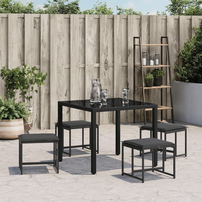 vidaXL - Tuinkrukken - 4 - st - met - kussens - staal - en - textileen - zwart