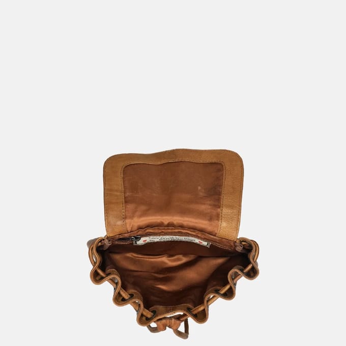 Bear Design Bouline Leren Schoudertasje - Cognac