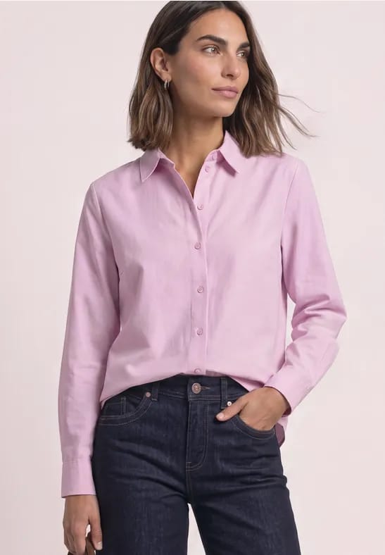 Oxford blouse met print op de rug
