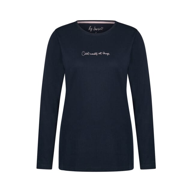 By Louise Dames Pyjama Set Lang Donkerblauw Gestreept - Maat S