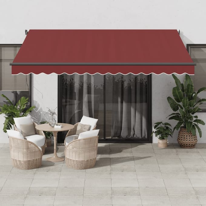vidaXL - Uitschuifbare - luifel - Bordeauxrood - 400 - × - 350 - cm - Polyester