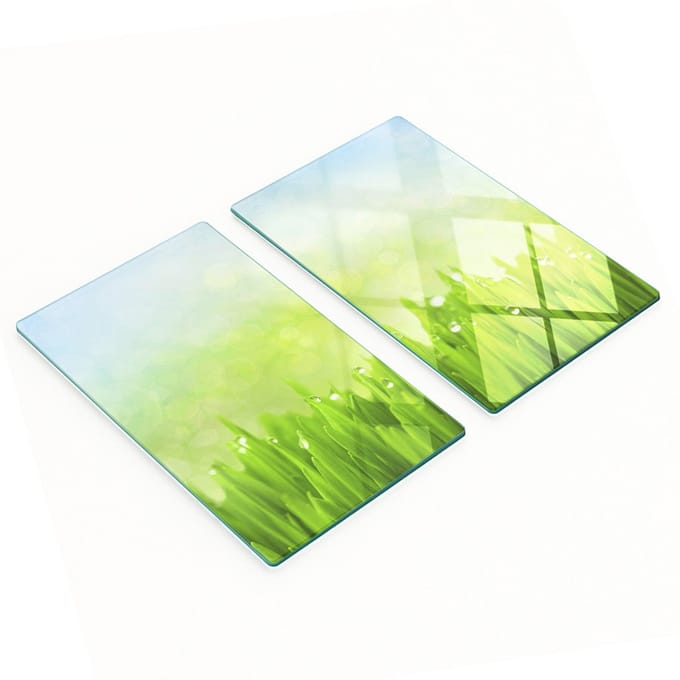 Multifunctionele decoratieve glazen borden met grasprint 2x30x52 cm