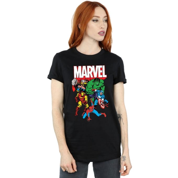 Marvel Dames/Dames Hero Group Katoenen Vriendje T-shirt (Zwart)