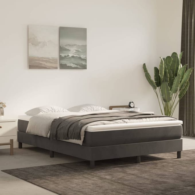 vidaXL - Boxspring - bed - 140x190 - cm - fluweel - donkergrijs