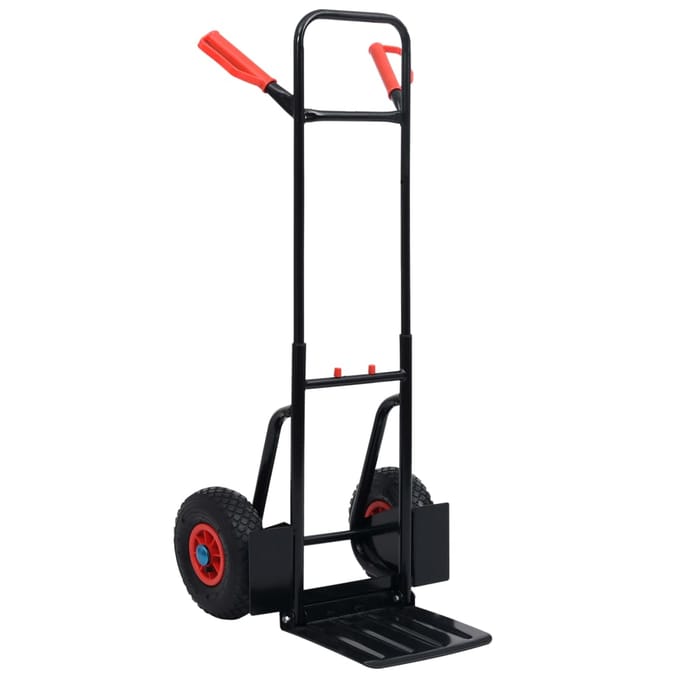 vidaXL - Steekwagen - telescopisch - 200 - kg - zwart - en - rood