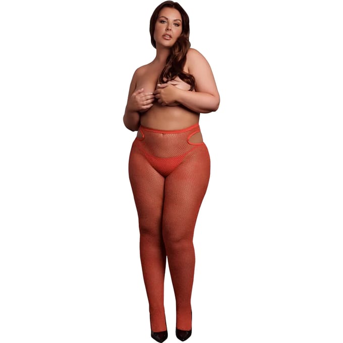 Le Desir- Glimmende panty - Rood Plus Size