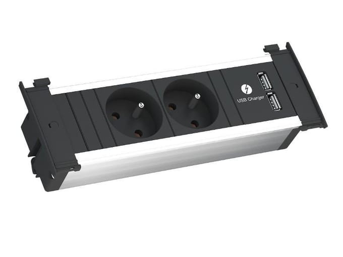 Bachmann Kapsa inbouw stopcontact met 2 USB laders - Zwart (BE aarding)