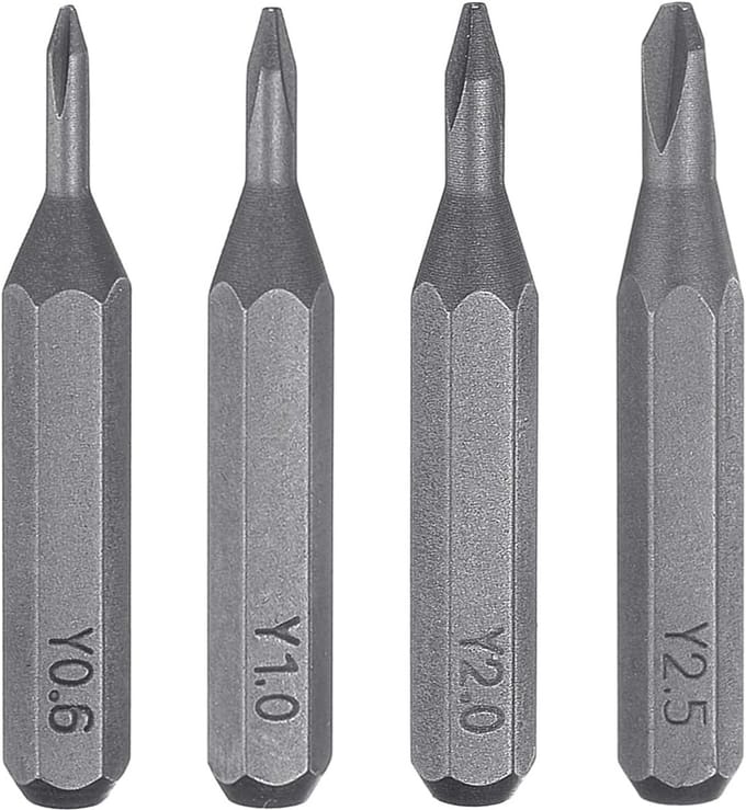 Set van 4 Tri-Wings Schroevendraaierbits Y0.6 tot Y2.5 met Magnetische Kop