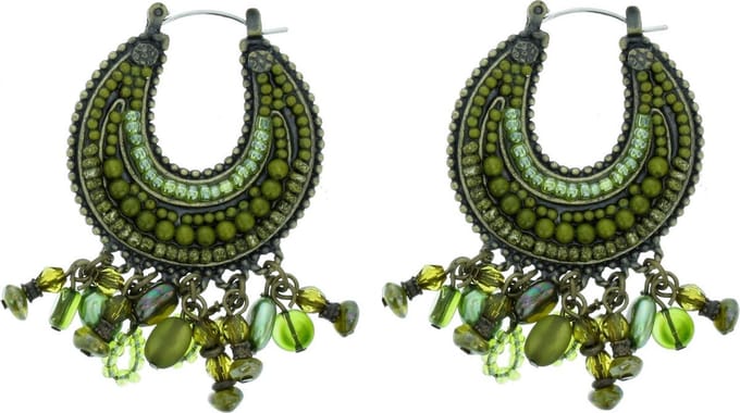 Behave - Oorhangers groen met kralen - Boho stijl - Nikkelvrij