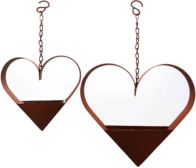 UNUS® Hangende plantenbak hart set 2 roest metaal