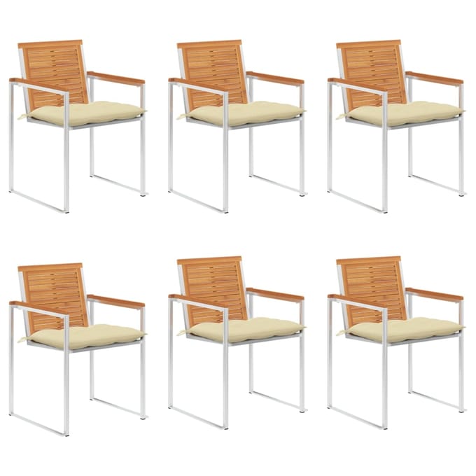 vidaXL - Tuinstoelen - 6 - st - met - kussens - massief - acaciahout