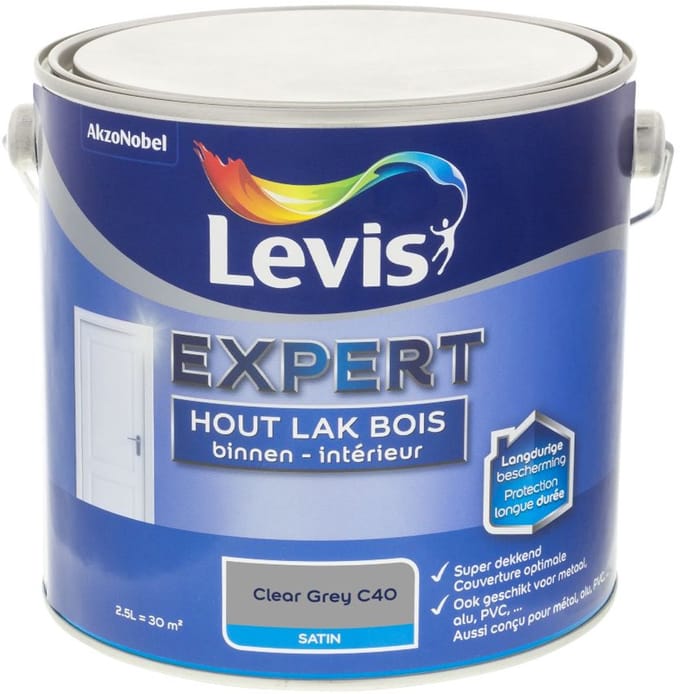 Levis - Expert Hout Lak Binnen Satin Mix - Clear Grey C40 - Mengverf - 2,5 L