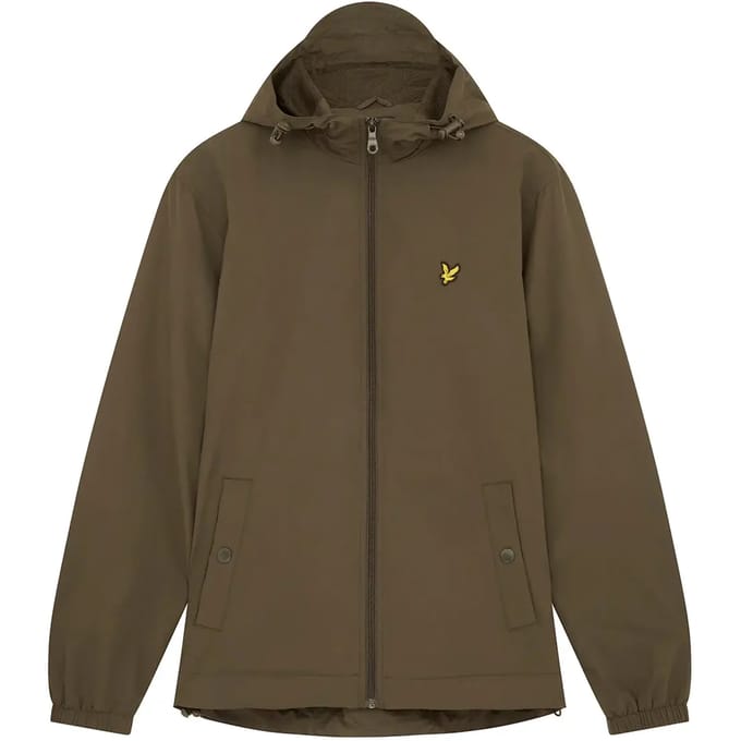 Lyle & Scott jack met rits en capuchon in olijfgroen