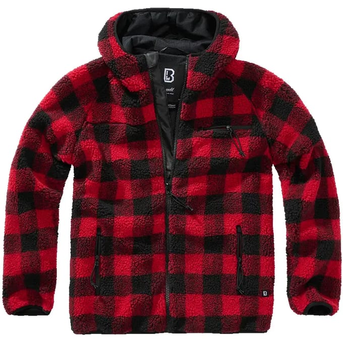Brandit Teddyfleece Worker Rood-Zwart jacket Heren