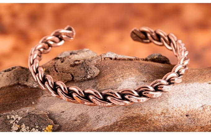 Koperen armband gevlochten 9 mm