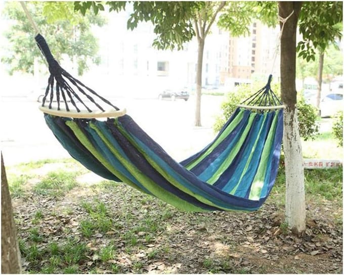 Canvas Hangmat - Schommelbed - Buiten Ontspannen - Hoge Gewichtscapaciteit - 200x100cm - Blauw