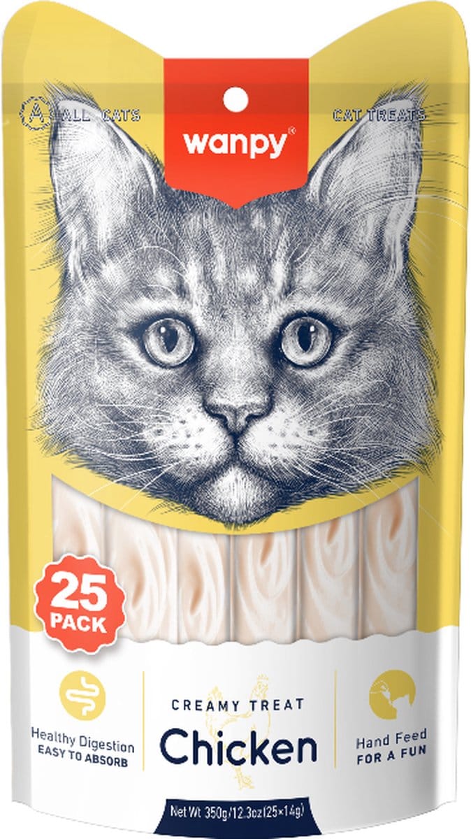 Wanpy likbare snack - Kip - Voordeelpack 25 Stuks - Kattensnacks