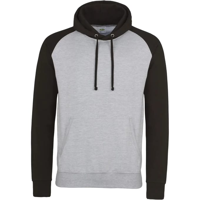 Just Hoods Baseball Hoodie JH009 - HEATHER GREY/JET BLACK - M