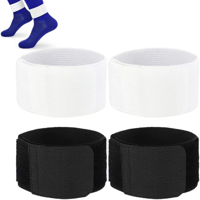 Dailygoods- Scheenbeschermerhouder Antislip - Verstelbaar - Elastisch - Duurzaam - Huidvriendelijk - 4 Stuks - Scheenbeschermers