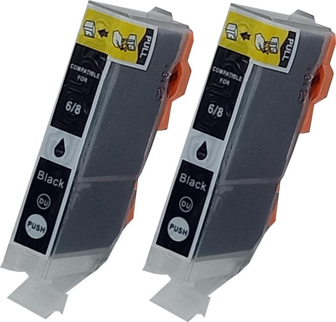 KATRIZ® huismerk inkt voor|Canon CLI-8BK |14ml | ( 2stuks) - Met chip