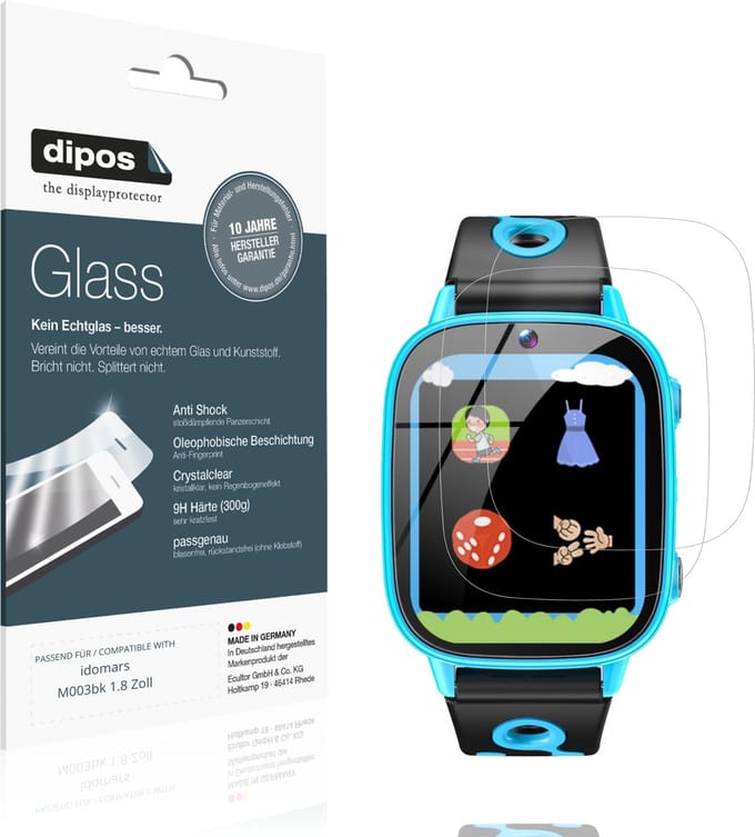 dipos – 2x Pantserfolie geschikt voor idomars M003bk 1.8 Zoll | 9H Screenprotector