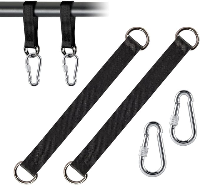 Hangmatbevestiging met 2 zware karabijnhaken en D-ringen voor optimale schommelbeveiliging