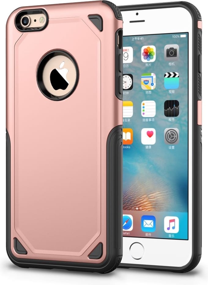 Peachy Pro Armor Shockproof geschikt voor iPhone 6 6s hoesje - Protection Case Rose - Extra Bescherming