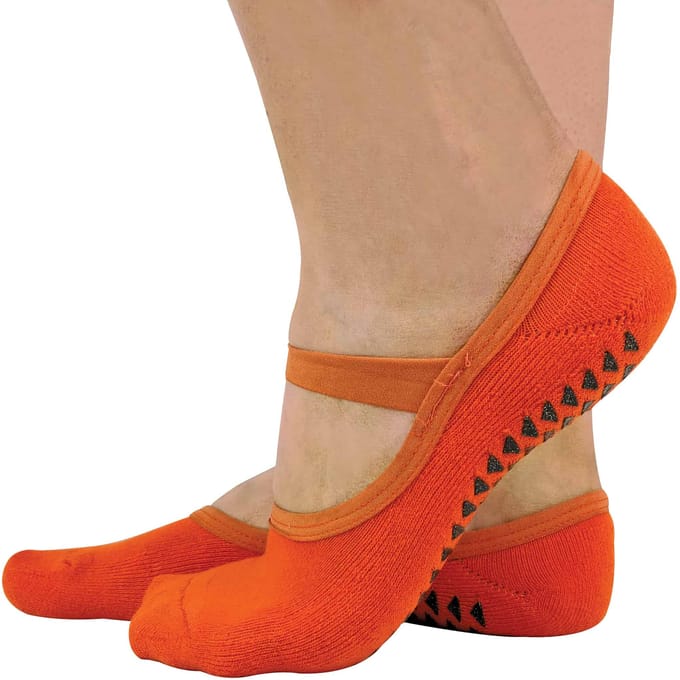 Set van 2 antislip yogasokken voor dames met bandjes - Oranje