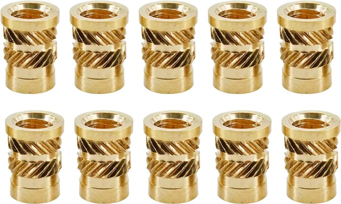 M4xL8xBoorgat5.5mm Messing Insert Persmoeren - Inzetstukken met Schroefdraad en Persflens 10 stuks