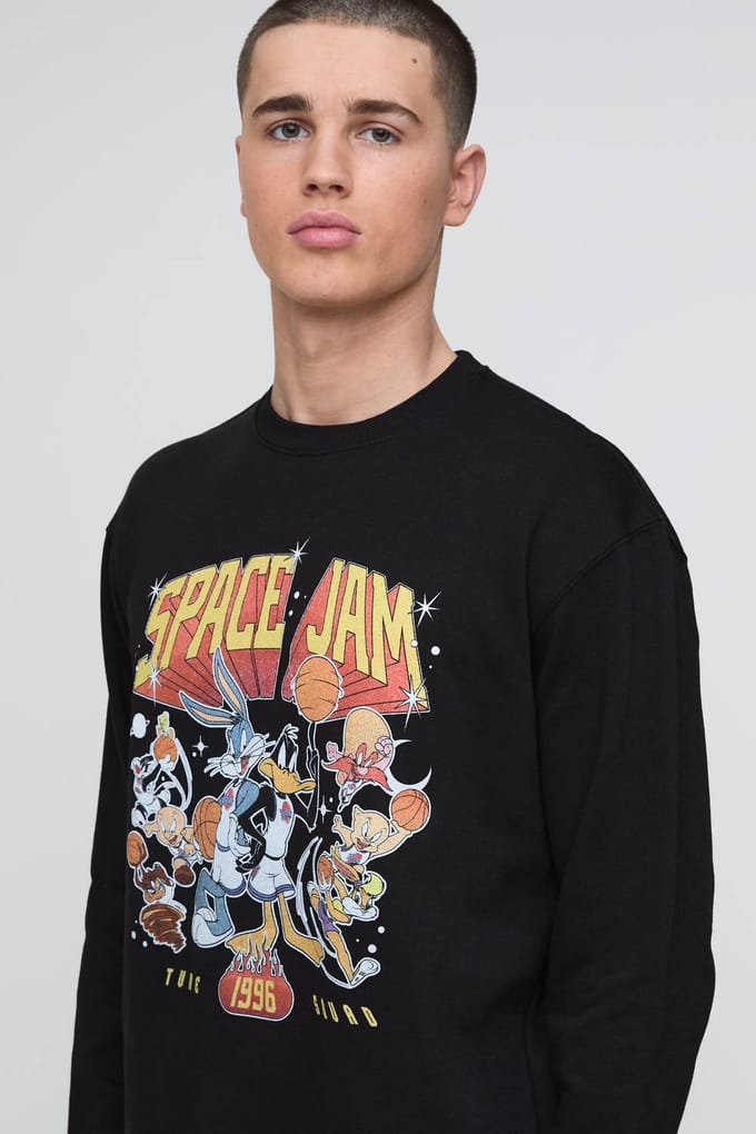 Oversized Space Jam Sweatshirt | Black | Size Small